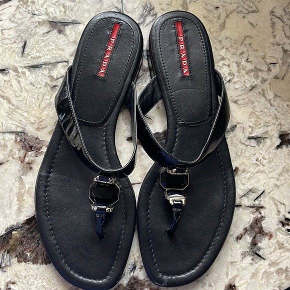🛍️Prada Patent Jewel Thong Slides 37.5 - Picture 3 of 11